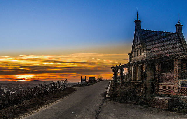 Altes Wengerthäusle mit Blick auf Heilbronn