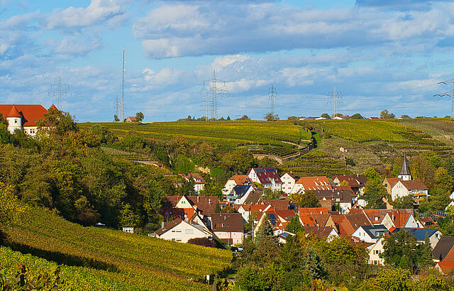 Eingebettet von Weinbergen