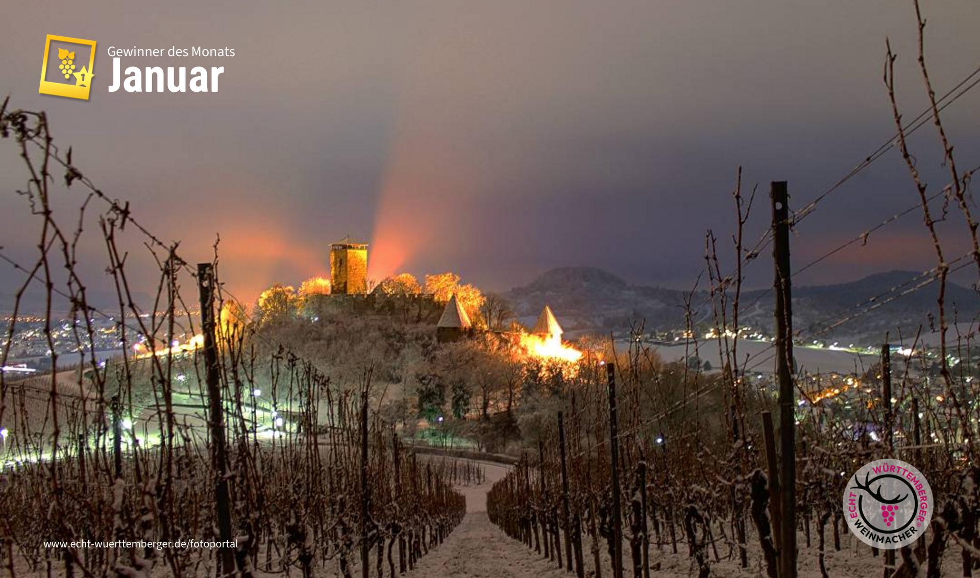 Burg Hohenbeilstein im Winterkleid.